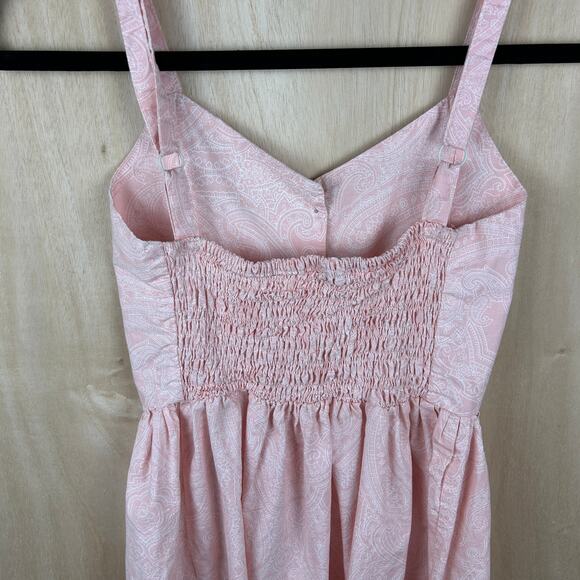 Zara Basics Pink Paisley Babydoll Dress S Button Down Flowy Style - Picture 6 of 8